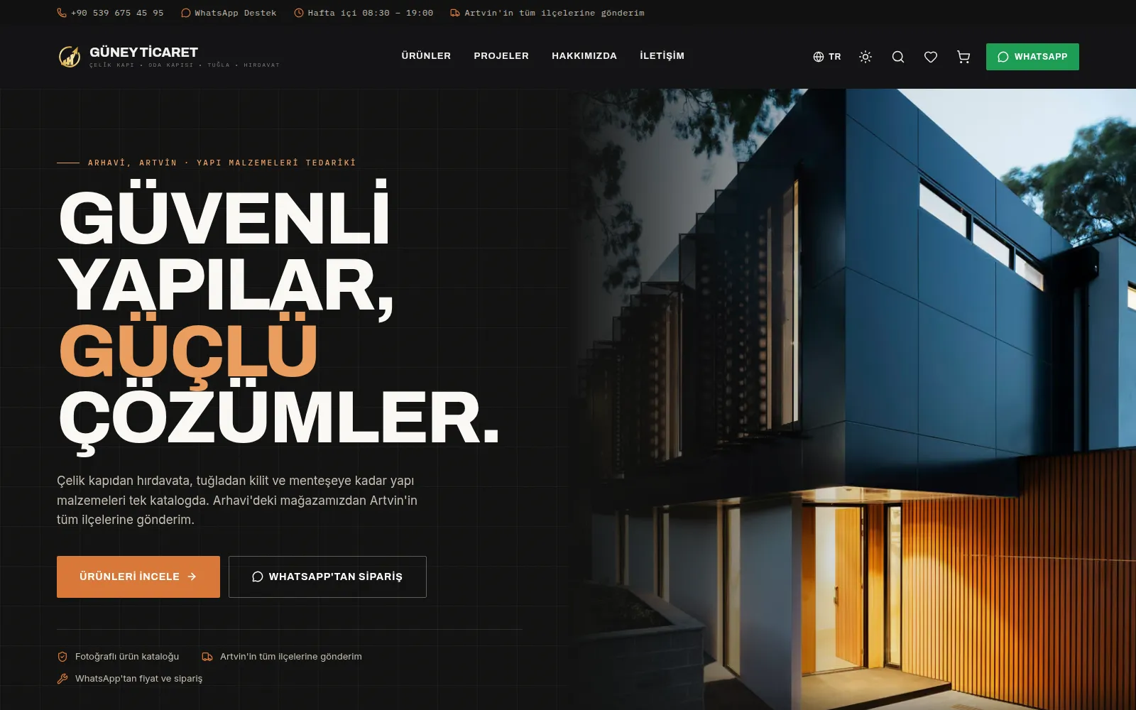 Home page of the multilingual product catalogue site we built for Güney Ticaret